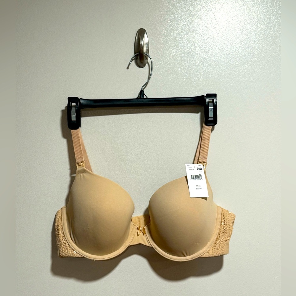 NWT Motherhood 36D Nursing Bra Light Tan